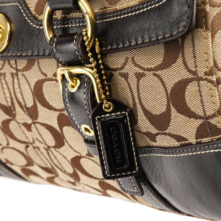 Coach Beige Brown Signature Turnlock Tote Bag