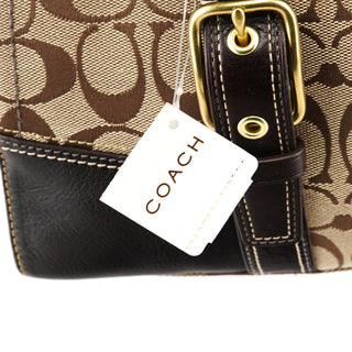 Coach Beige Brown Signature Turnlock Tote Bag