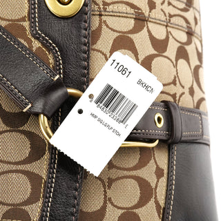 Coach Beige Brown Signature Turnlock Tote Bag