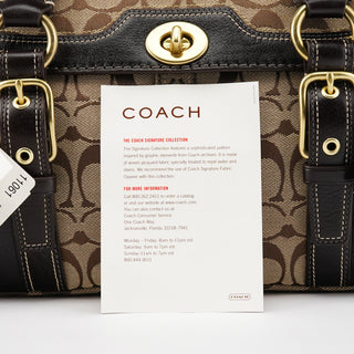 Coach Beige Brown Signature Turnlock Tote Bag