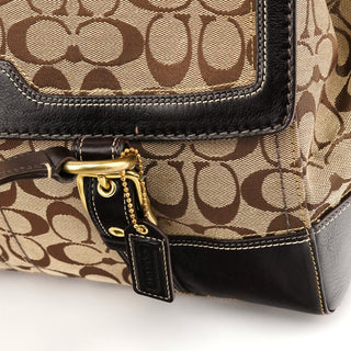 Coach Beige Brown Signature Turnlock Tote Bag