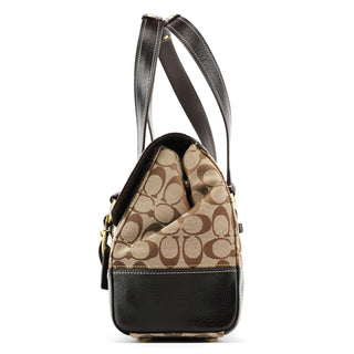 Coach Beige Brown Signature Turnlock Tote Bag