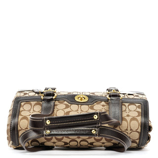 Coach Beige Brown Signature Turnlock Tote Bag