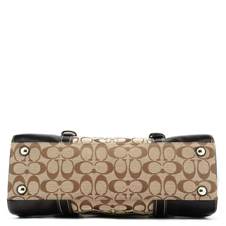 Coach Beige Brown Signature Turnlock Tote Bag