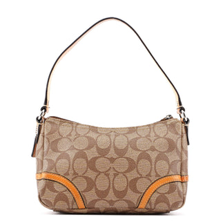 Coach Beige Coated Canvas Signature C Mini Hobo Bag