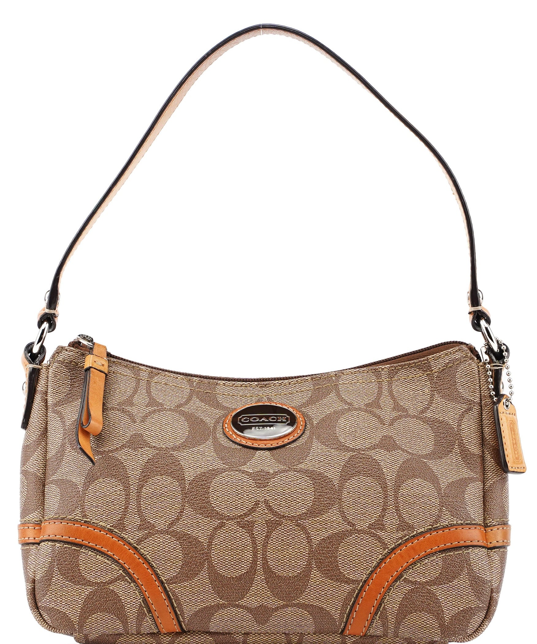Coach Beige Coated Canvas Signature C Mini Hobo Bag