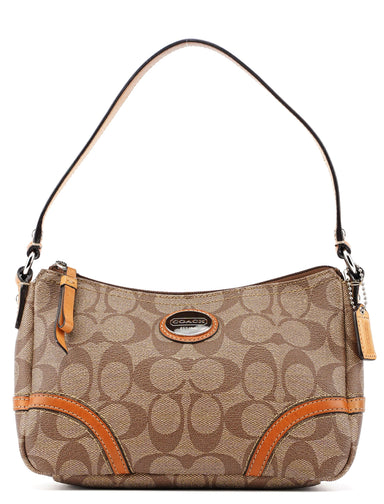 Coach Beige Coated Canvas Signature C Mini Hobo Bag