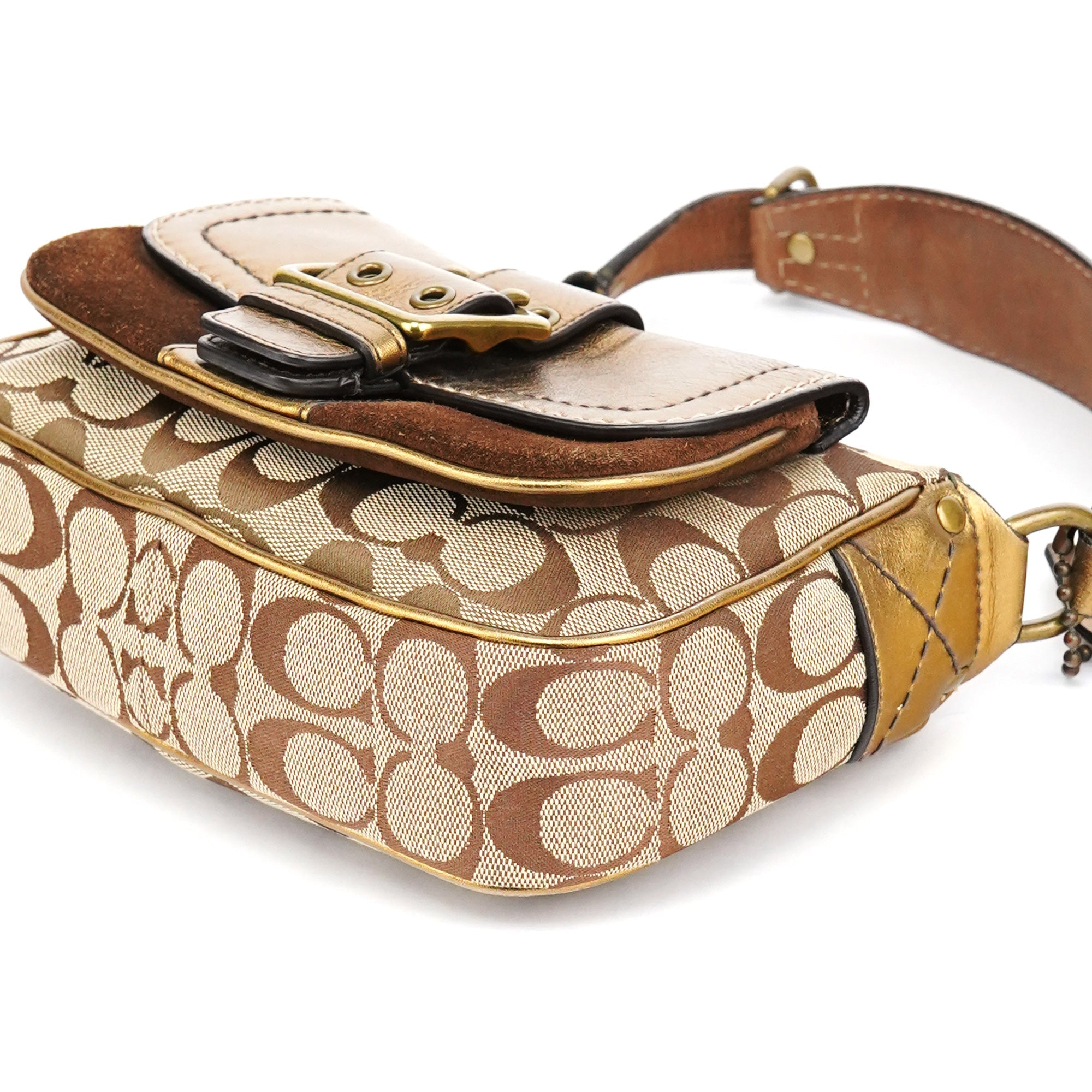 Coach Beige Gold Leather Soho Shoulder Bag