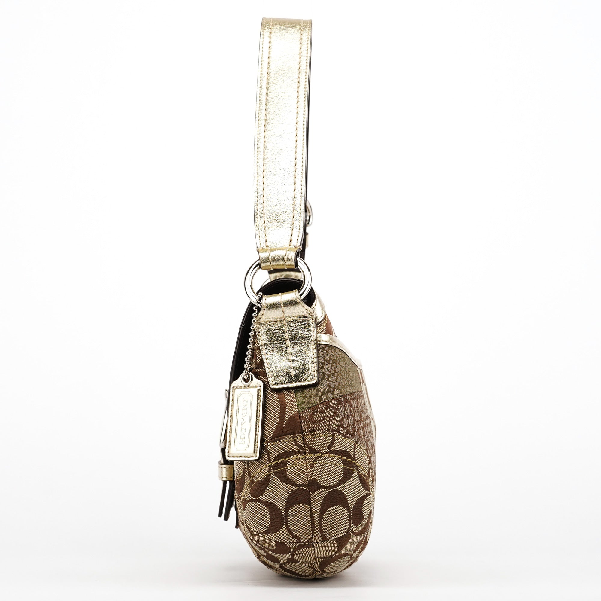 Coach Patchwork Soho Schultertasche in Beige und Gold