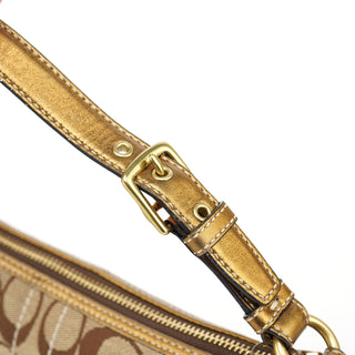 Coach Beige Gold Signature C Mini Hobo Bag