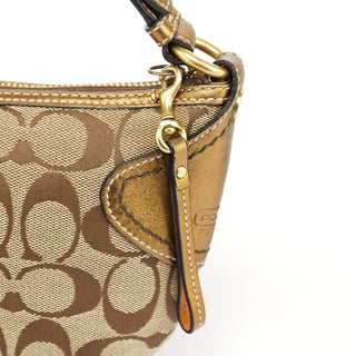 Coach Beige Gold Signature C Mini Hobo Bag