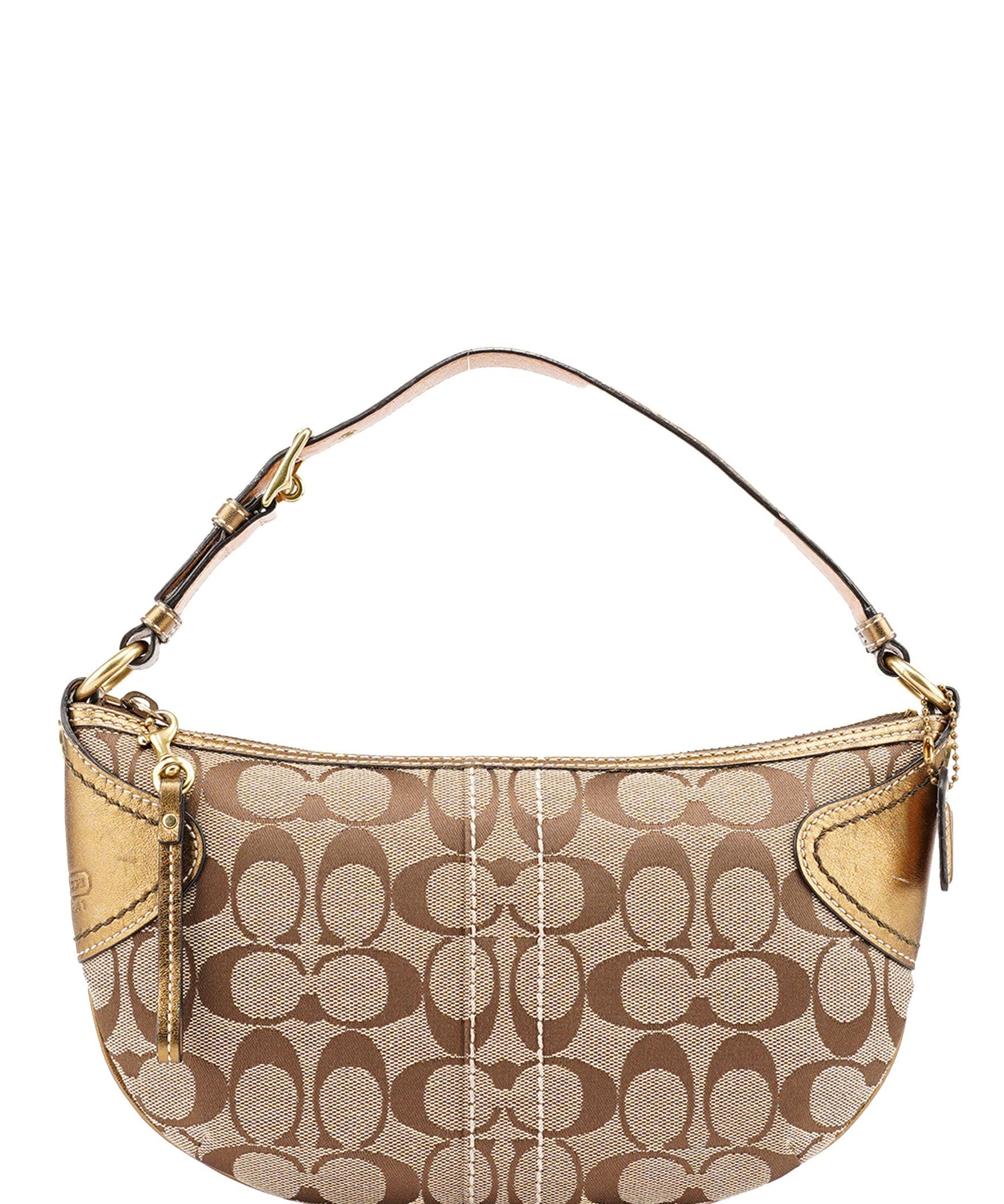 Coach Beige Gold Signature C Mini Hobo Bag