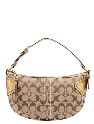 Coach Beige Gold Signature C Mini Hobo Bag