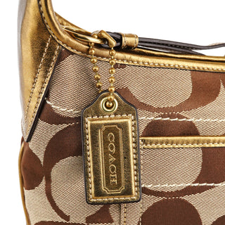 Coach Beige Gold Signature Shoulder Bag
