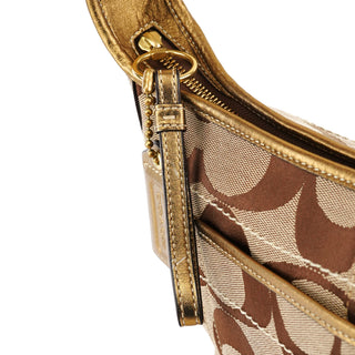 Coach Beige Gold Signature Shoulder Bag
