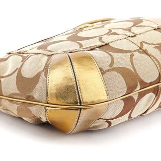 Coach Beige Gold Signature Shoulder Bag