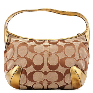 Coach Beige Gold Signature Shoulder Bag