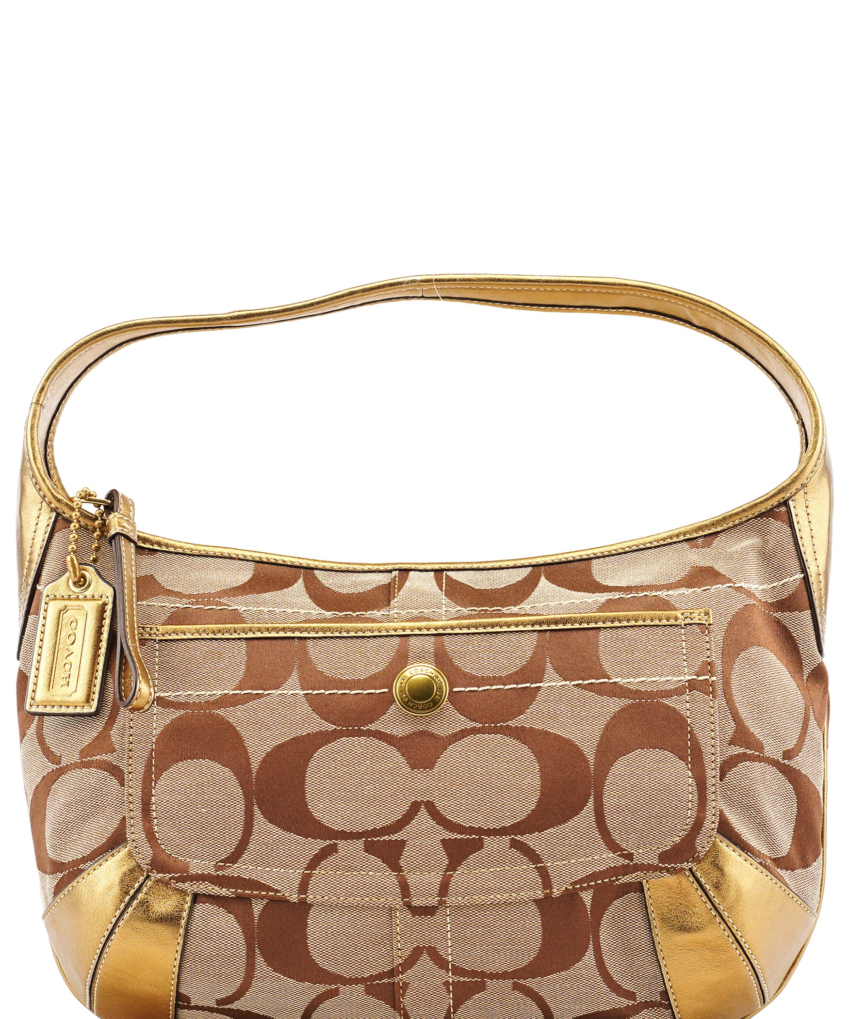 Coach Beige Gold Signature Shoulder Bag