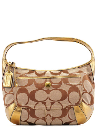 Coach Beige Gold Signature Shoulder Bag
