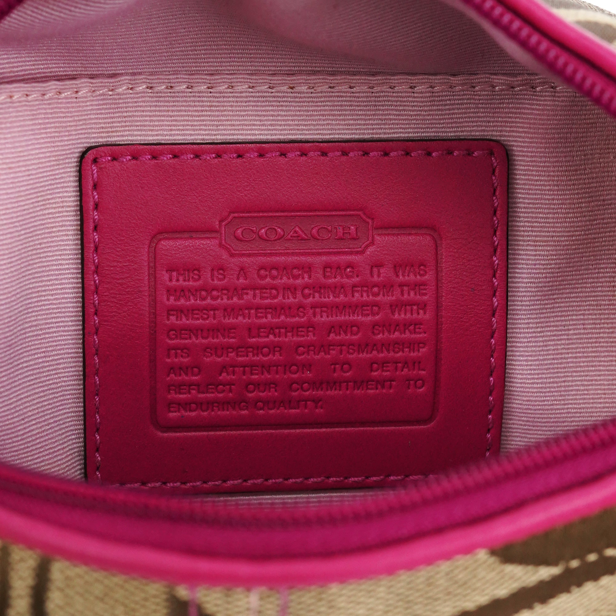 Coach Sac hobo patchwork en toile Signature et python, beige et rose