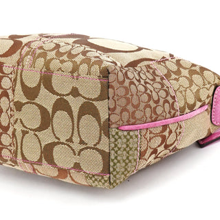 Coach Beige Pink Signature Python Patchwork Hobo Bag