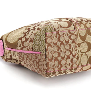 Coach Beige Pink Signature Python Patchwork Hobo Bag