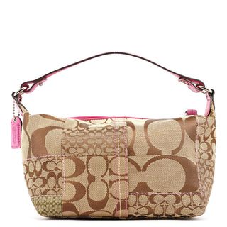 Coach Beige Pink Signature Python Patchwork Hobo Bag