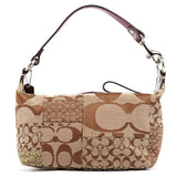 Coach Beige Signature Patchwork Mini Pochette Bag