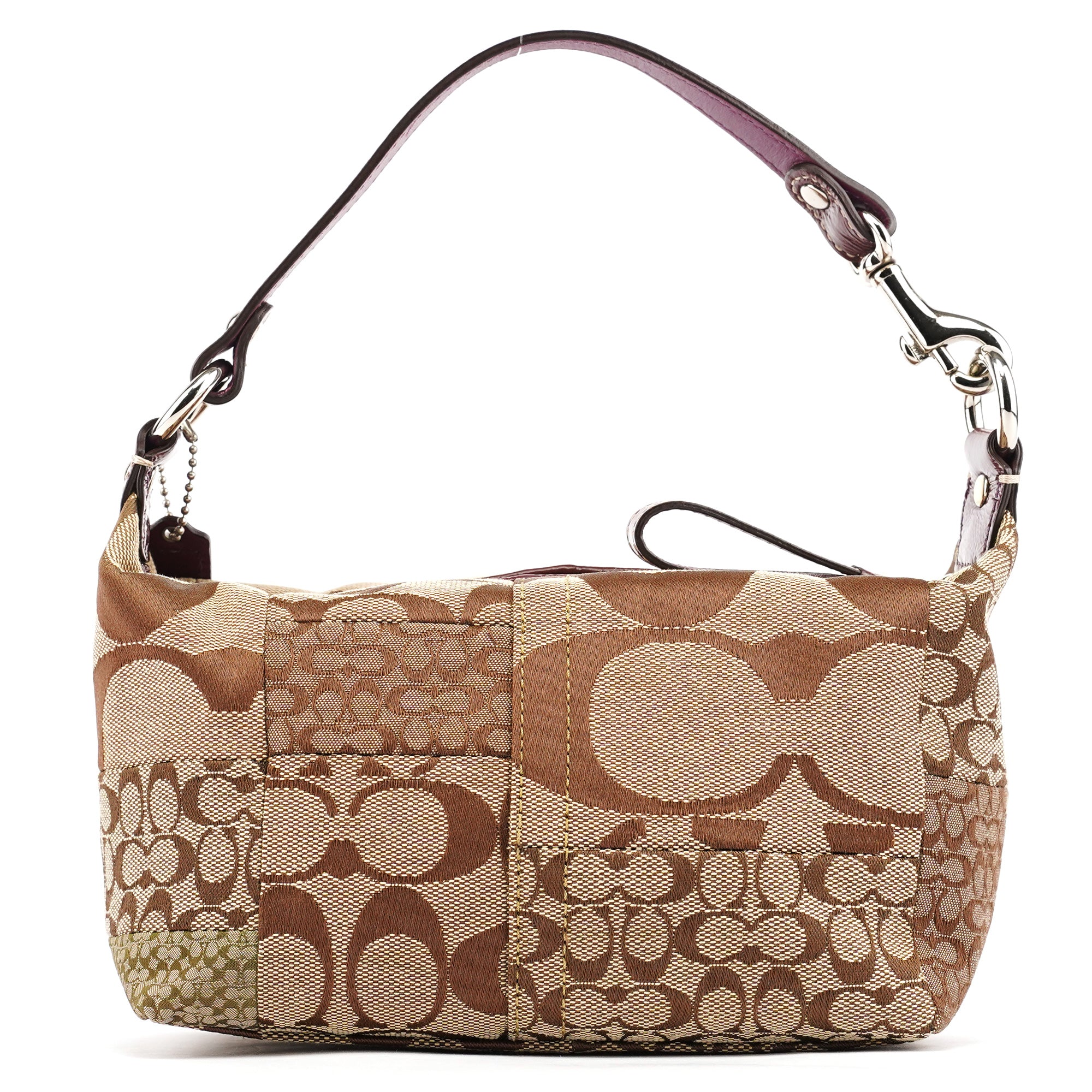 Coach Beige Signature Patchwork Mini Pochette Bag