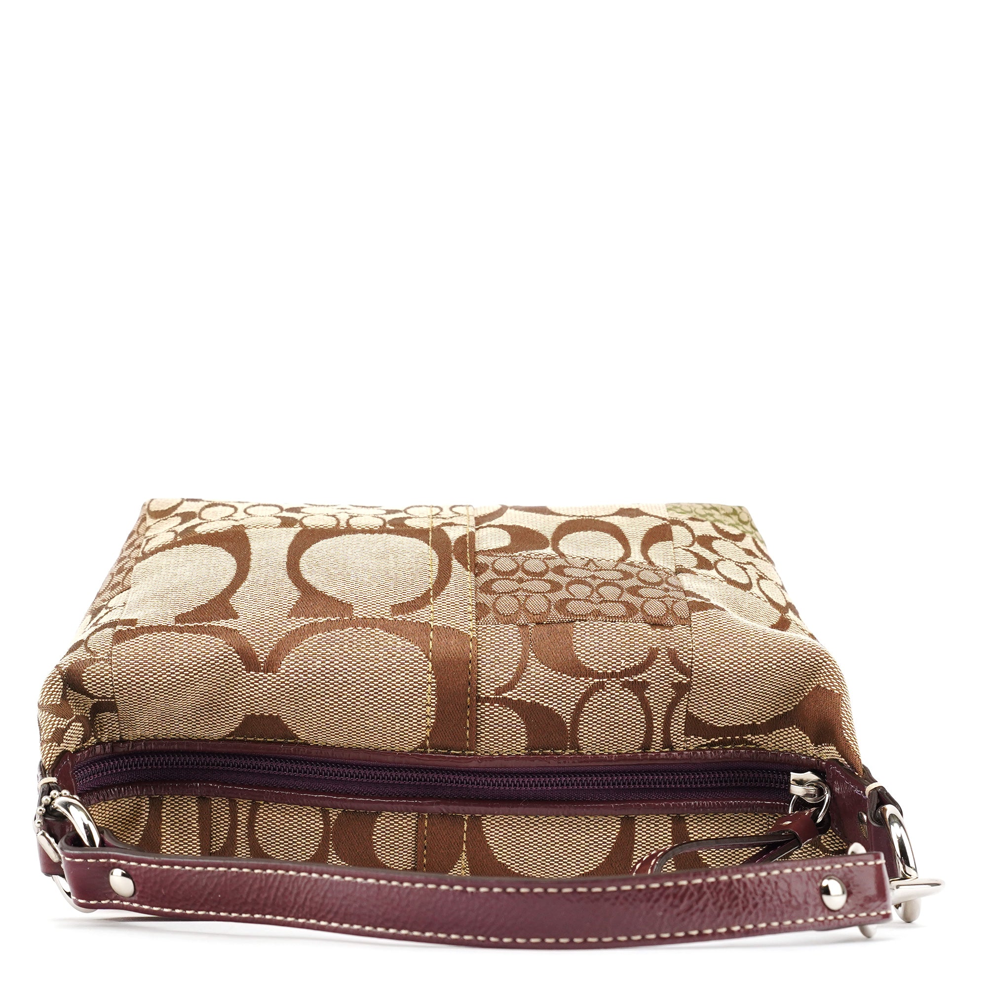 Coach Beige Signature Patchwork Mini Pochette Bag