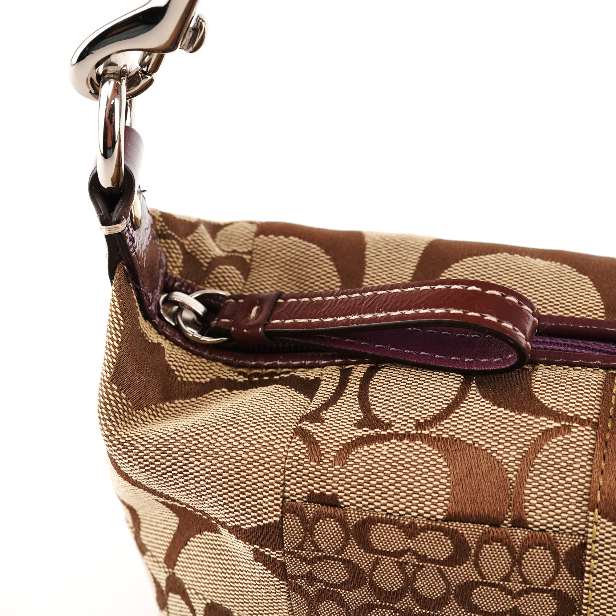 Coach Beige Signature Patchwork Mini Pochette Bag