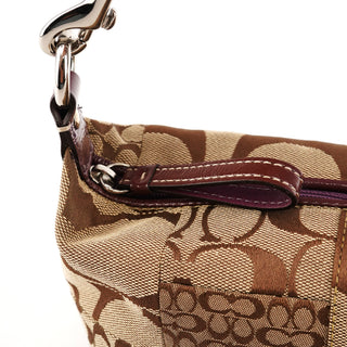 Coach Beige Signature Patchwork Mini Pochette Bag