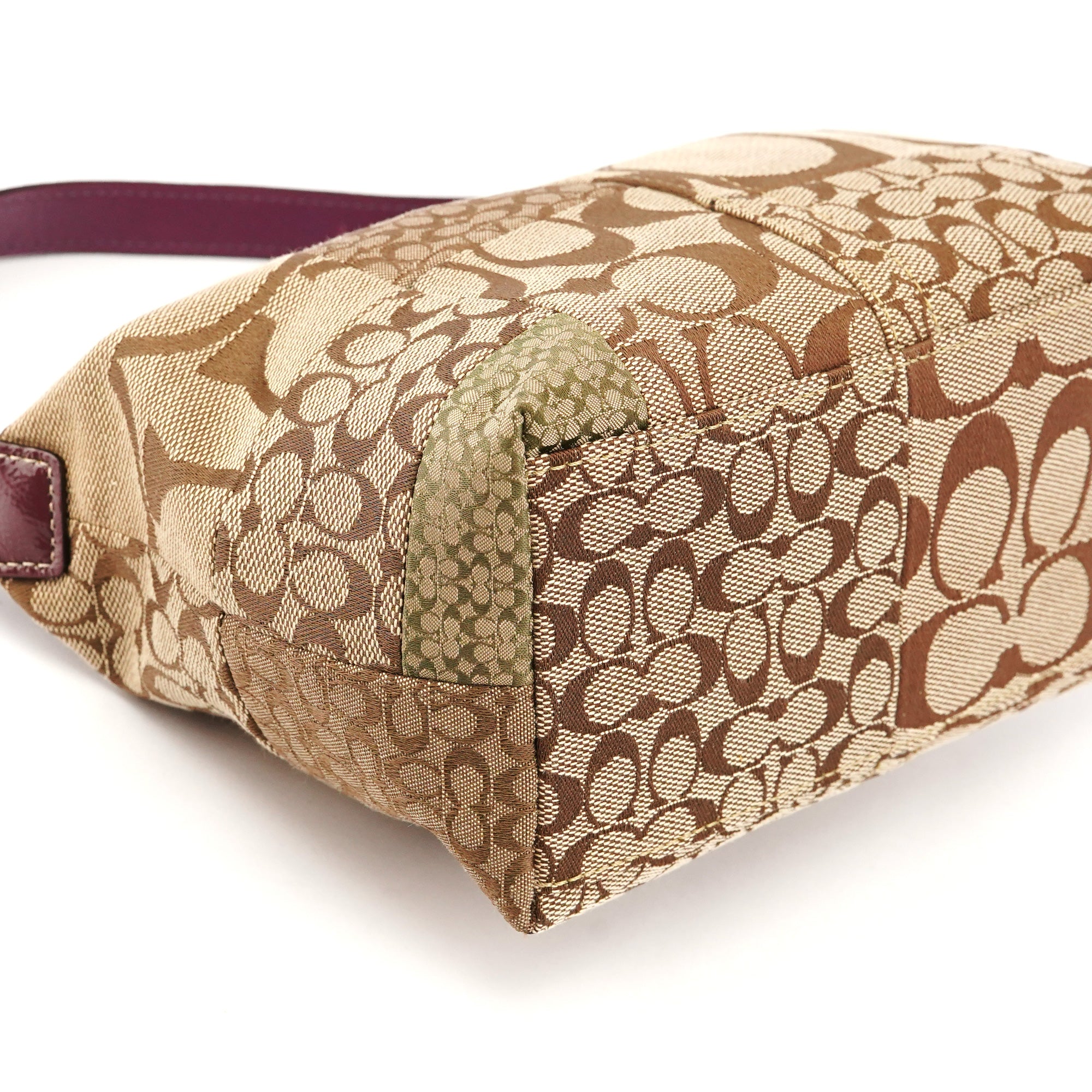 Coach Beige Signature Patchwork Mini Pochette Bag