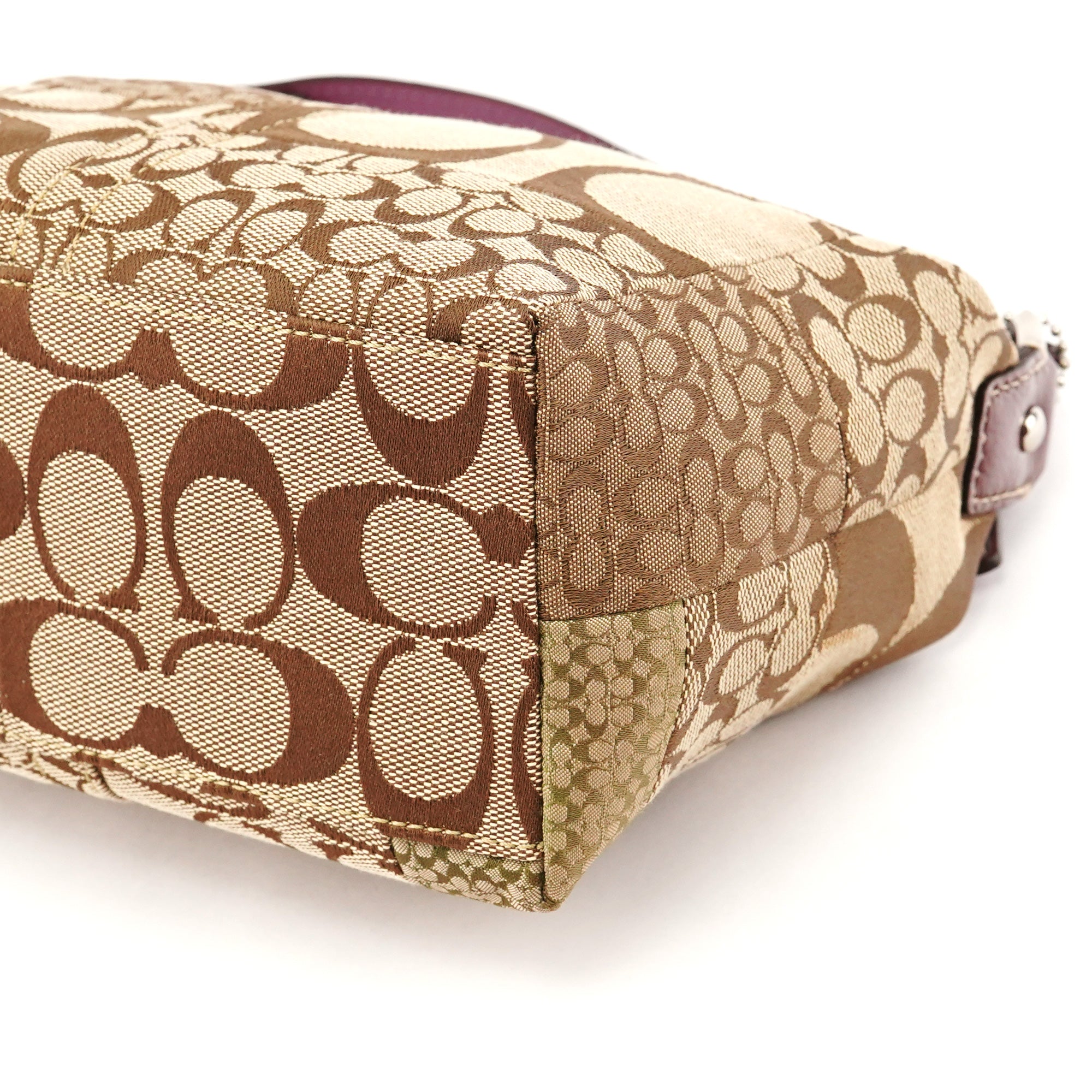 Coach Beige Signature Patchwork Mini Pochette Bag