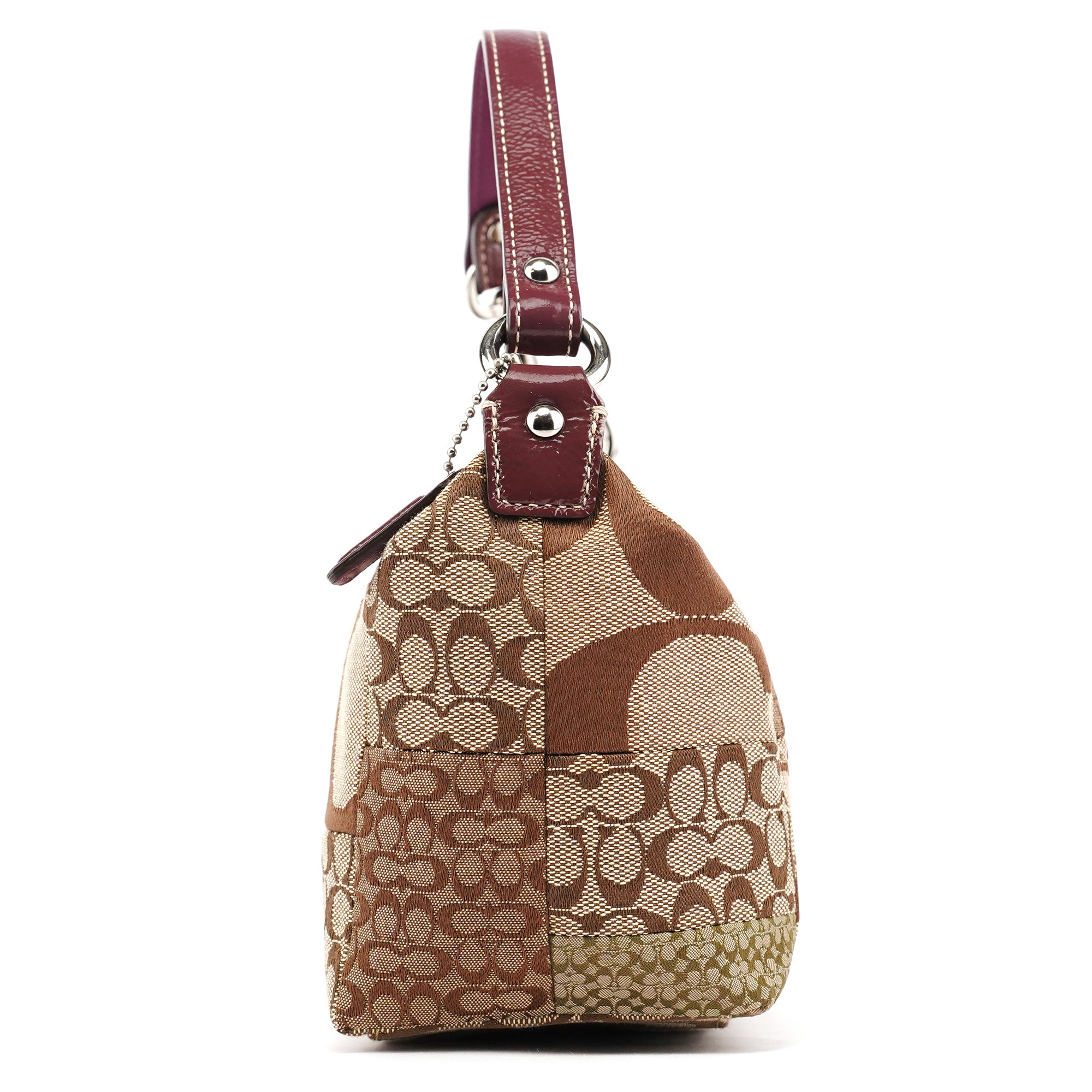 Coach Beige Signature Patchwork Mini Pochette Bag
