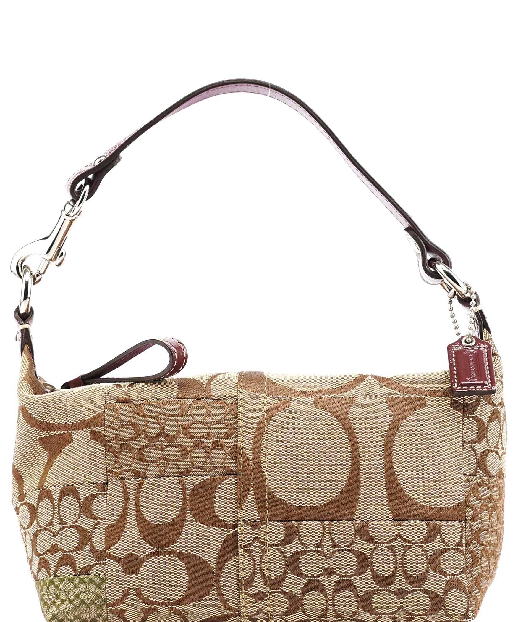 Coach Beige Signature Patchwork Mini Pochette Bag