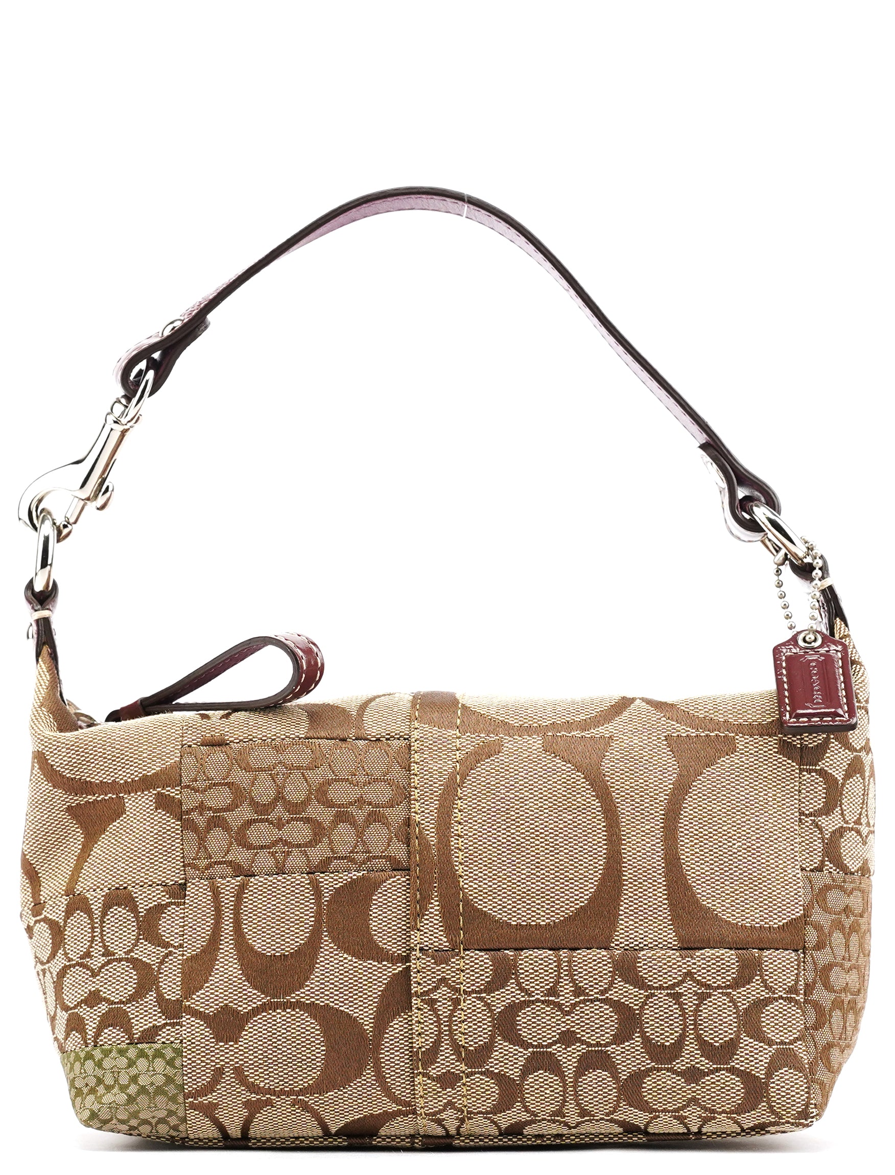 Coach Beige Signature Patchwork Mini Pochette Bag