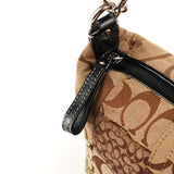 Coach Beige Signature Patchwork Mini Pochette Bag
