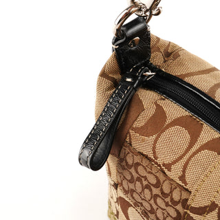 Coach Beige Signature Patchwork Mini Pochette Bag