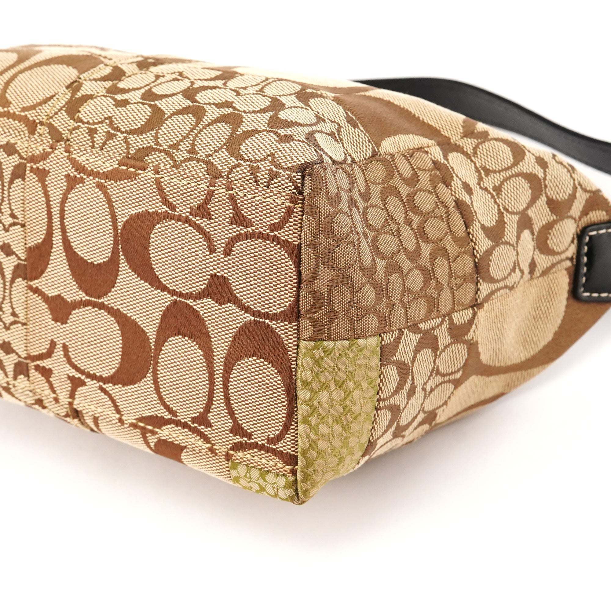 Coach Beige Signature Patchwork Mini Pochette Bag