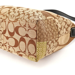 Coach Beige Signature Patchwork Mini Pochette Bag