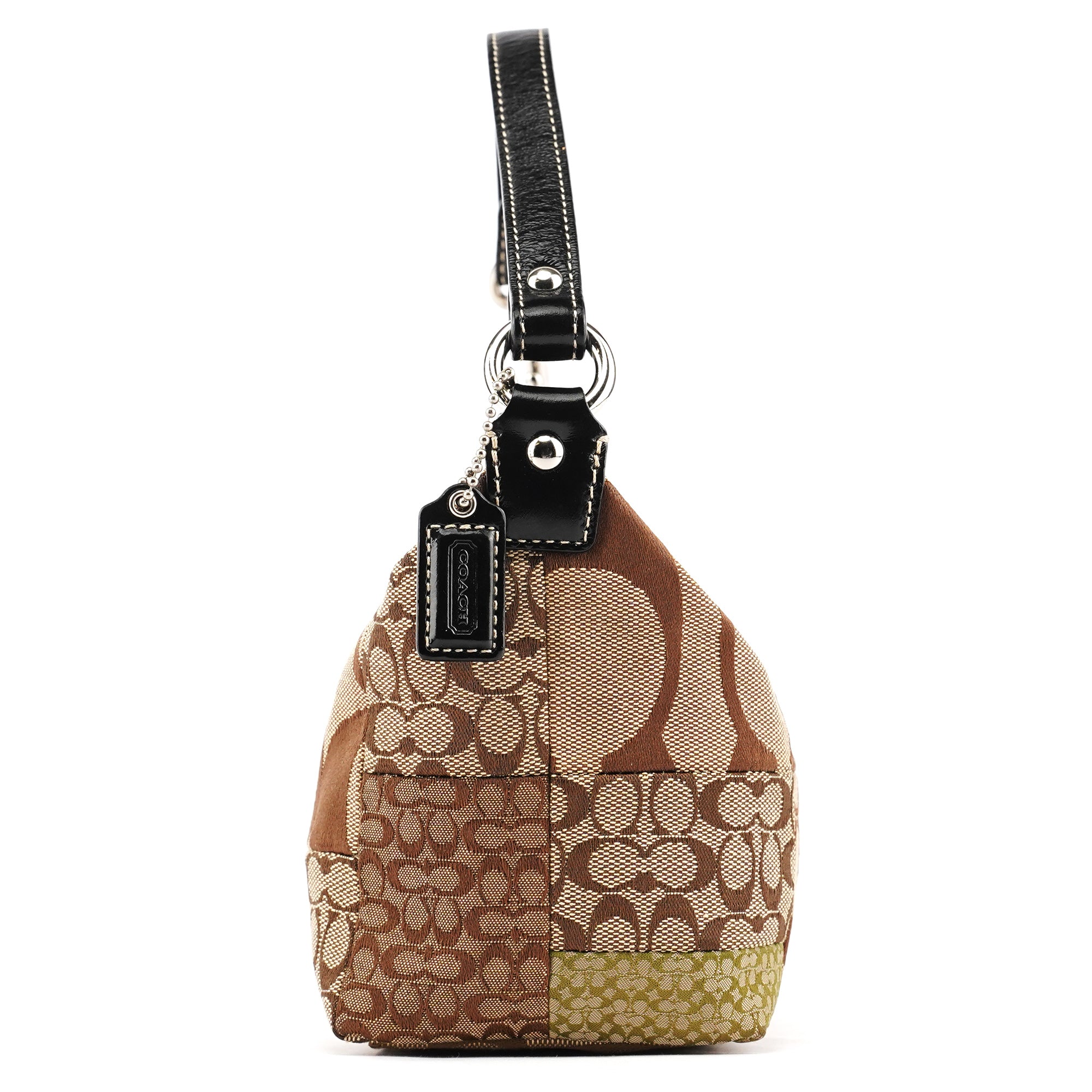 Coach Beige Signature Patchwork Mini Pochette Bag