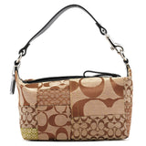 Coach Beige Signature Patchwork Mini Pochette Bag
