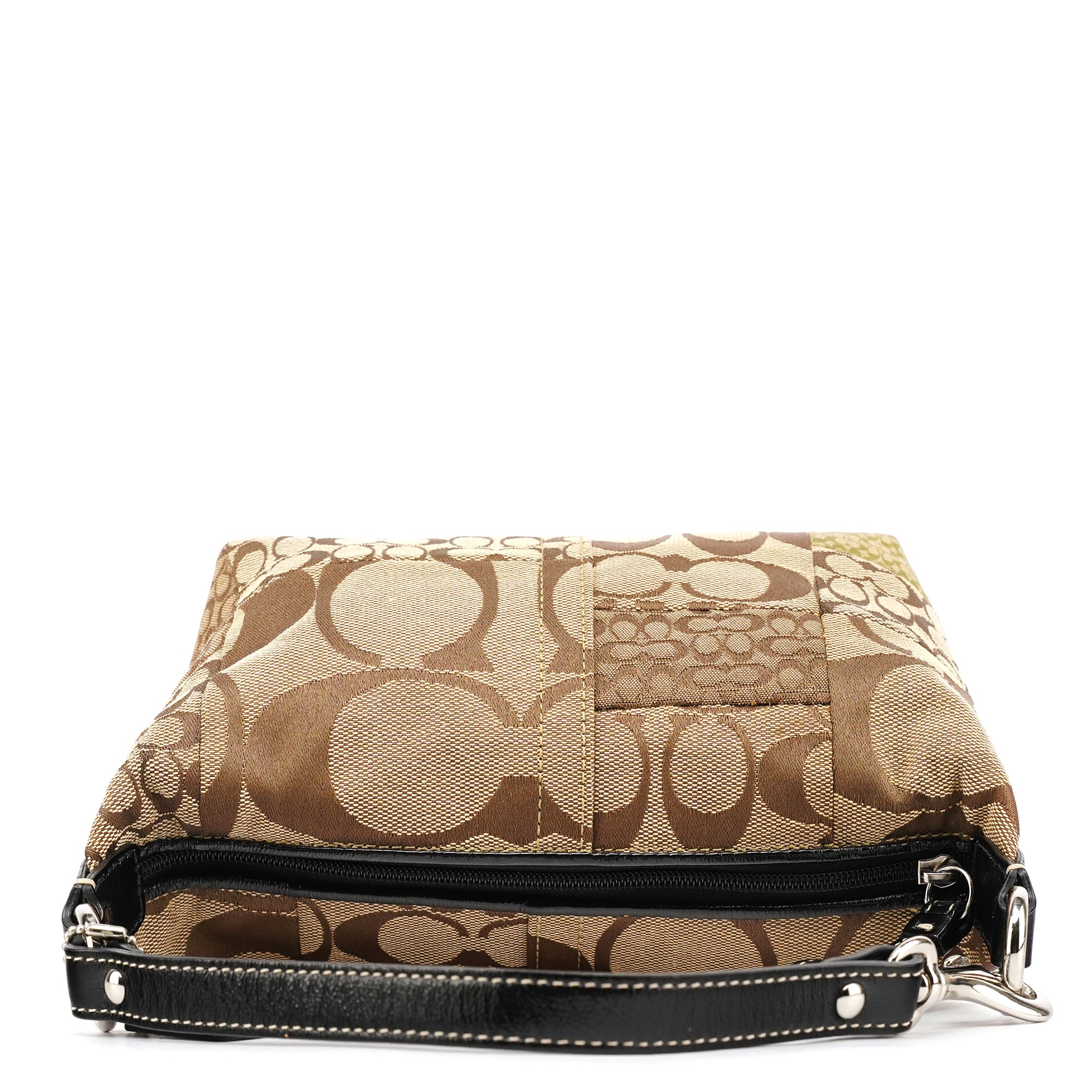 Coach Beige Signature Patchwork Mini Pochette Bag
