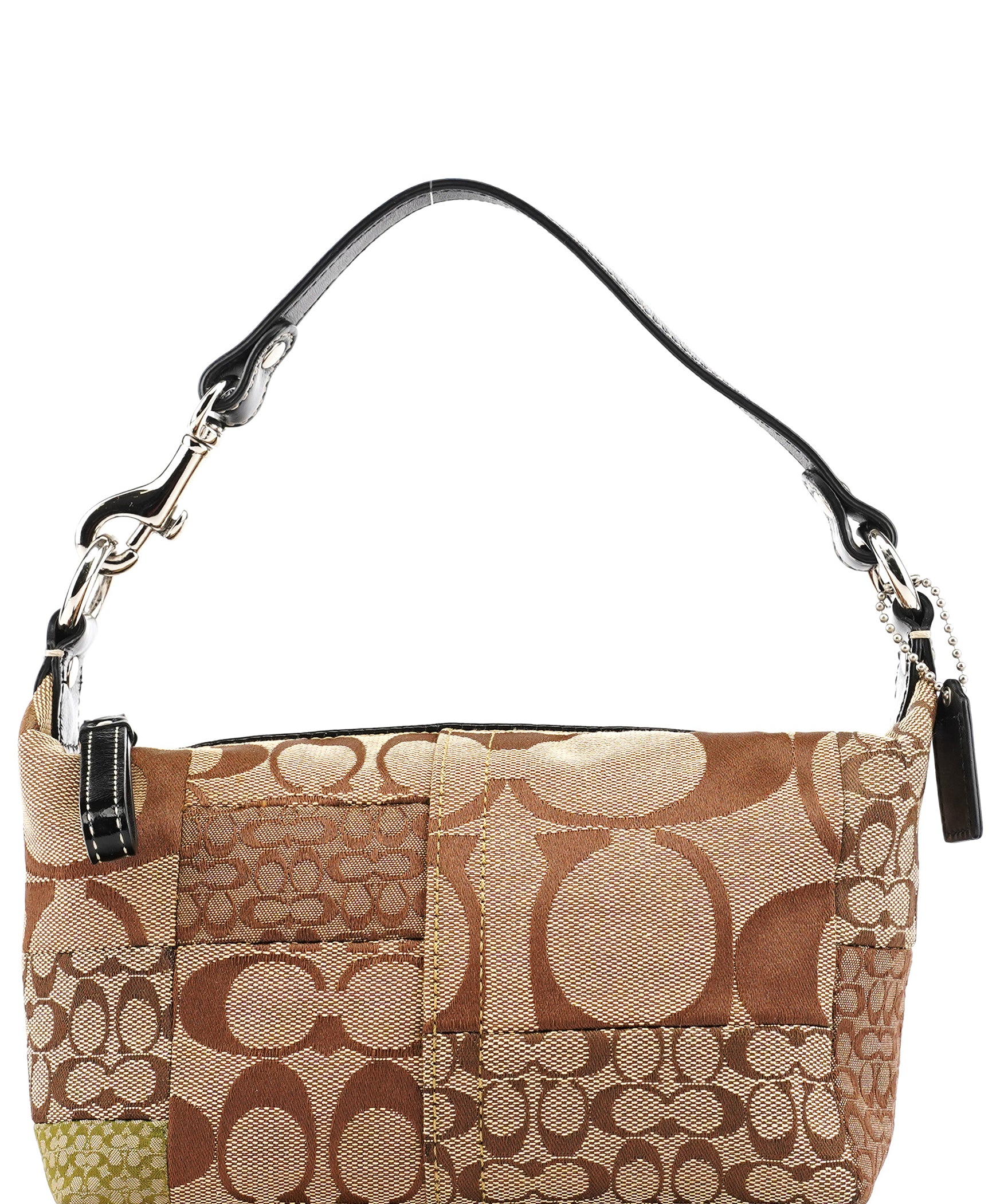 Coach Beige Signature Patchwork Mini Pochette Bag