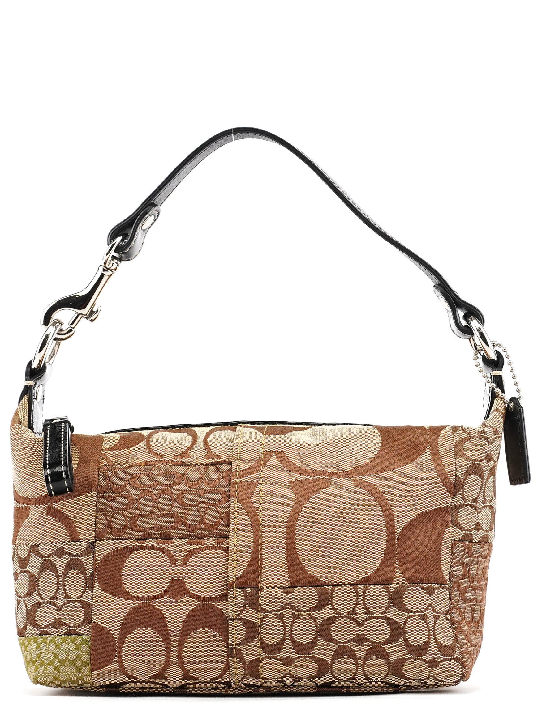 Coach Beige Signature Patchwork Mini Pochette Bag