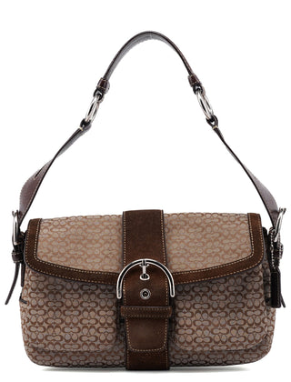 Coach Beige Suede Signature C Soho Shoulder Bag