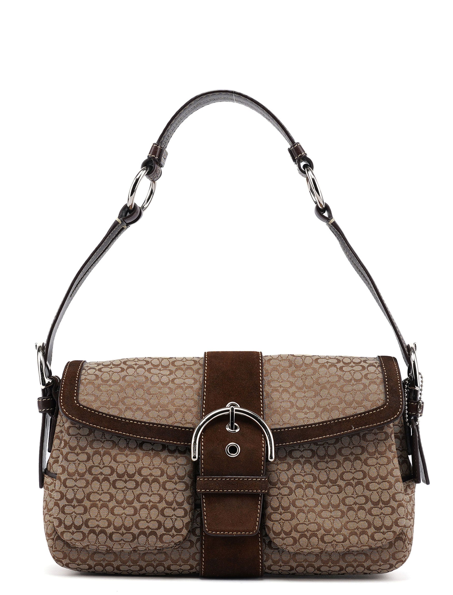 Coach Beige Suede Signature C Soho Shoulder Bag