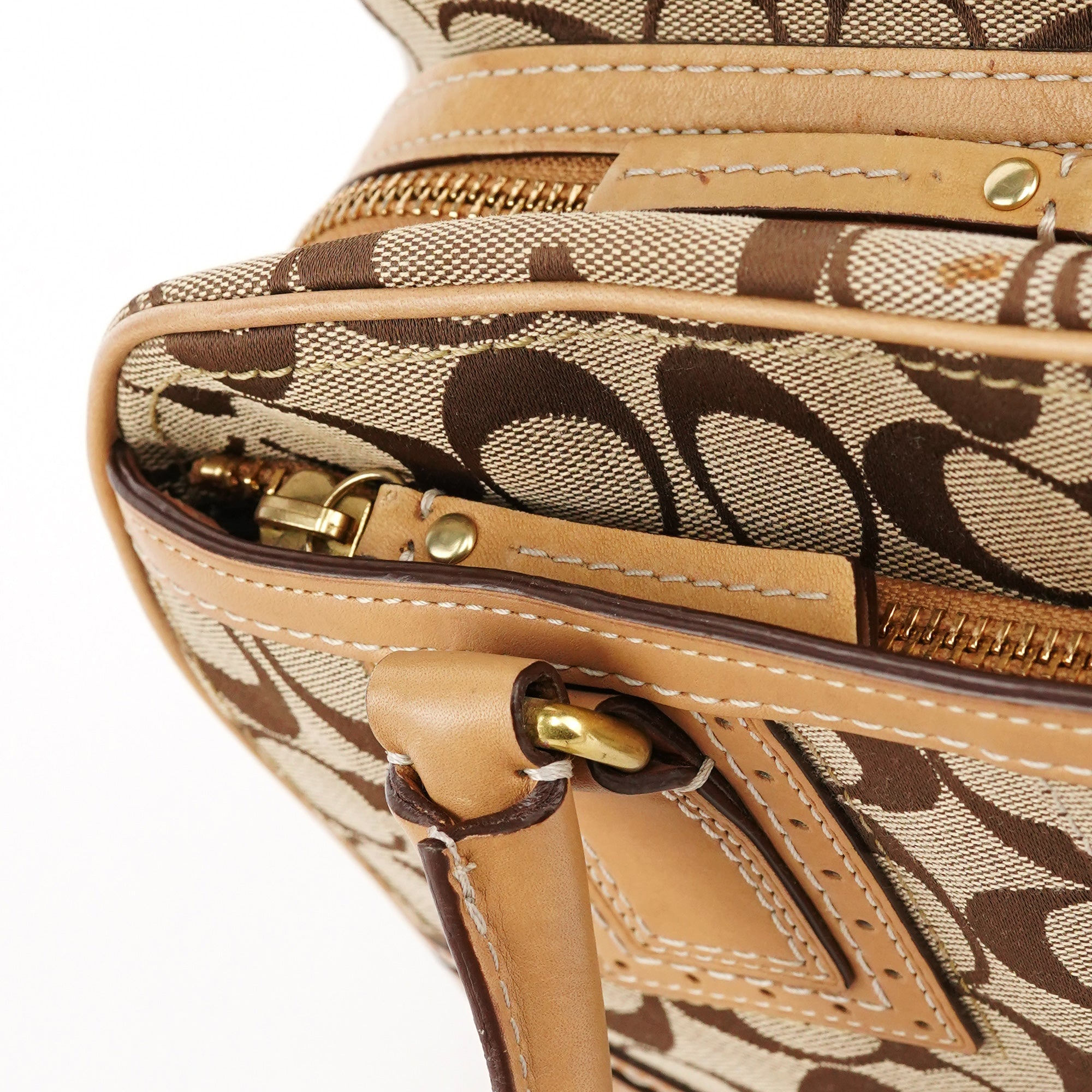 Coach Sac cabas en toile Signature beige et camel
