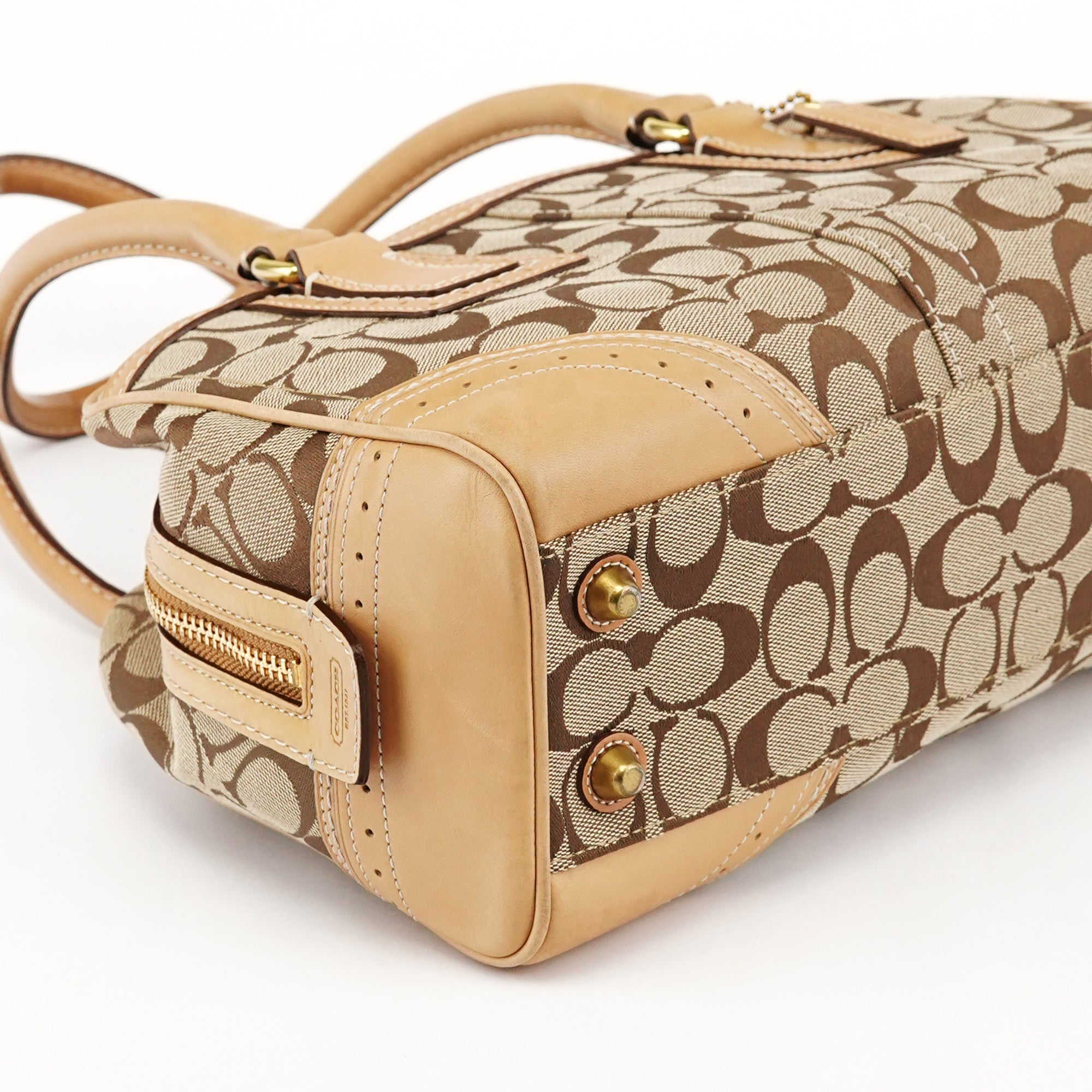 Coach Sac cabas en toile Signature beige et camel